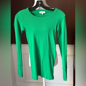 Michael Stars Supima Legacy Raw Edge Band Crew, Kelly Green, size XS NWOT